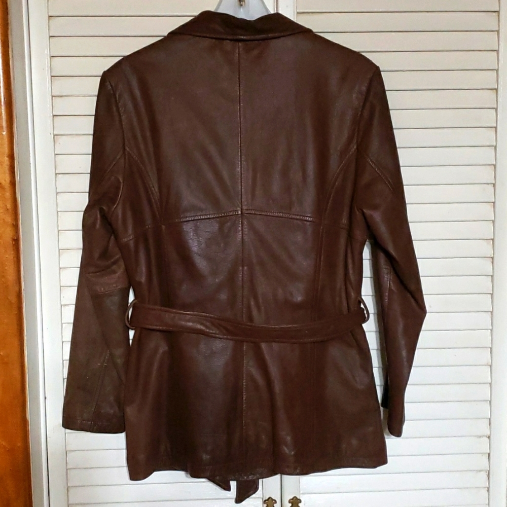 Wilsons Leather Brown Trench Coat - Picture 3 of 8